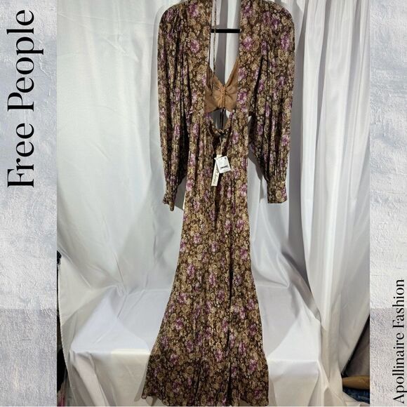 FREE PEOPLE BY FOR LOVE AND LEMONS WYNNE MAXI DRESS SMALL NWT IN PURPLE - Picture 6 of 8